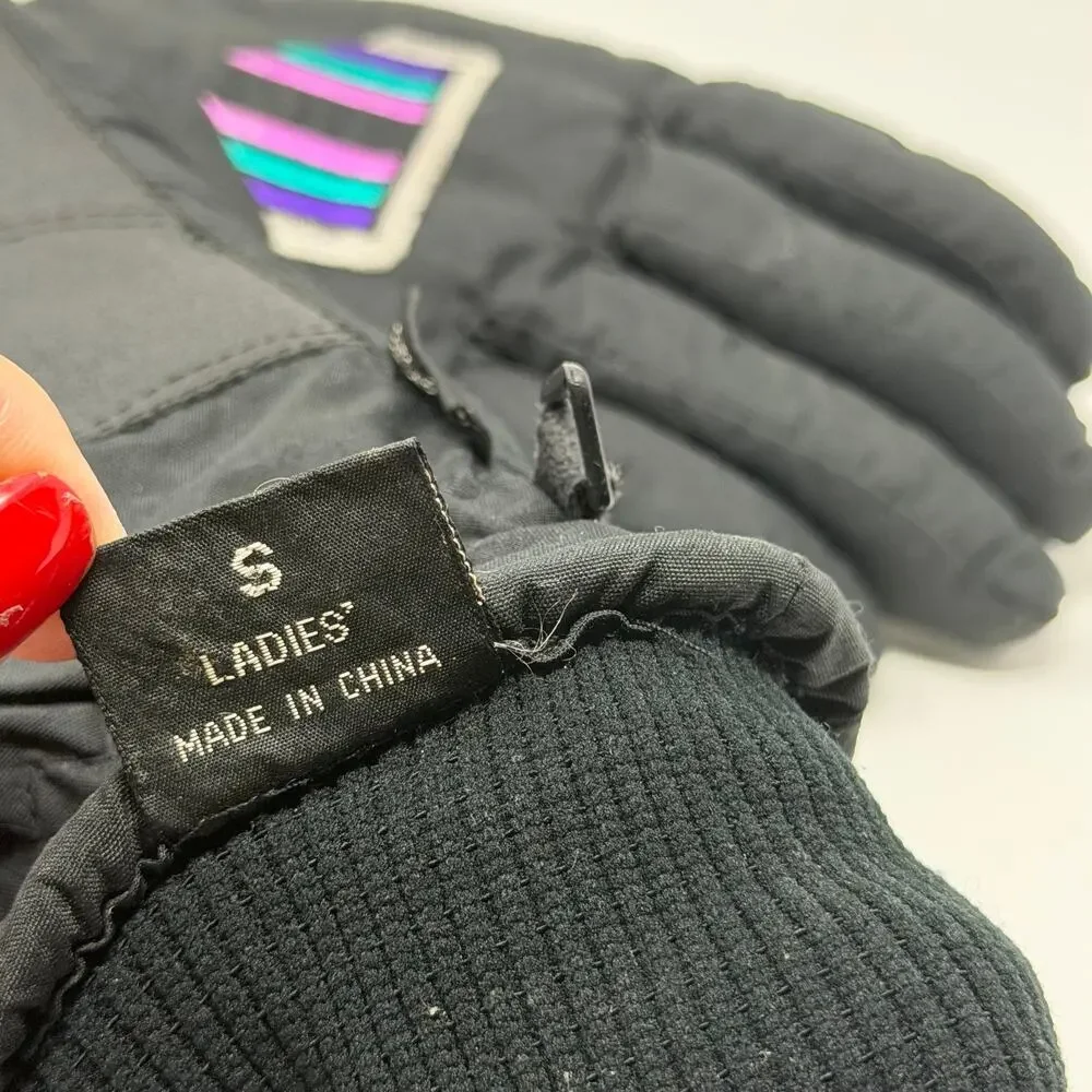 Vintage Zero Thermolite Ski Gloves Leather Palm S Black